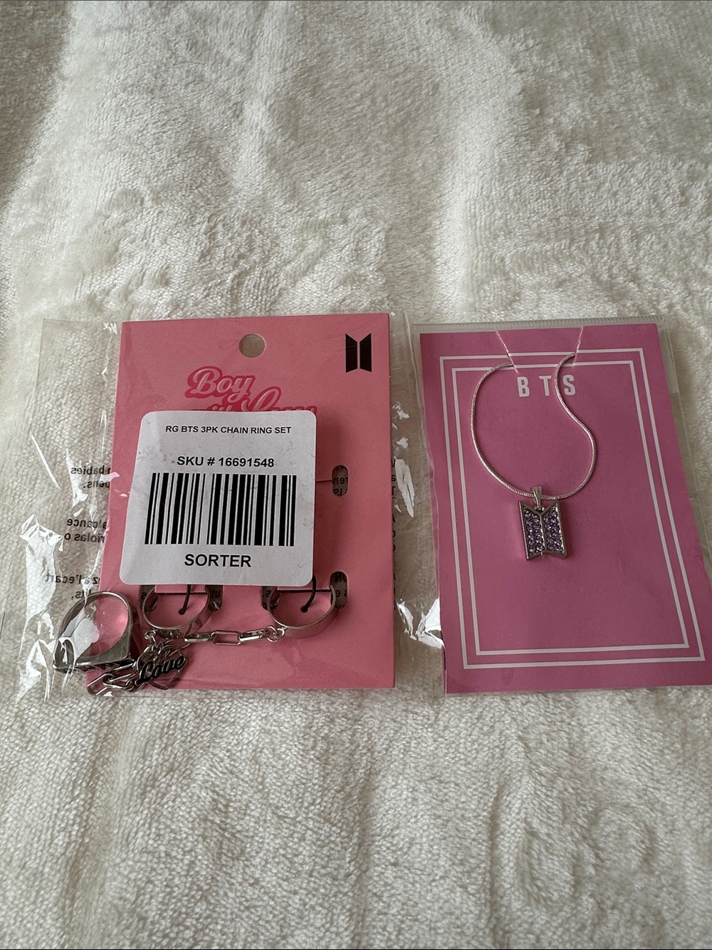 BTS Boy with Luv Necklace and Ring Set